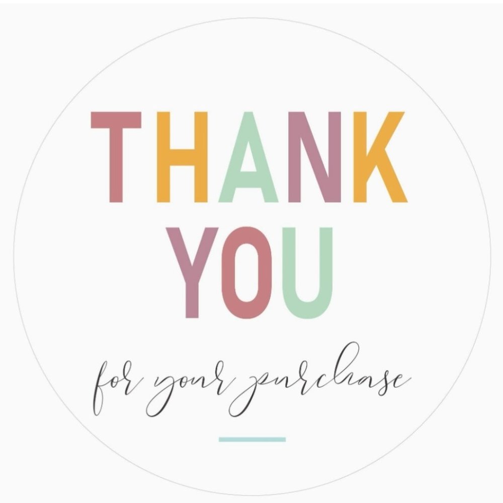 150 THANK YOU for Your Purchase Stickers 1.5" - macaroon color
